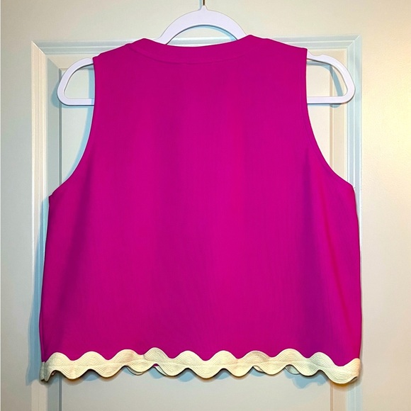 🆕 Entro | Jordyn Tank Top | Scalloped Ric Rac Trim Tank | Fuchsia | Medium - Picture 5 of 5
